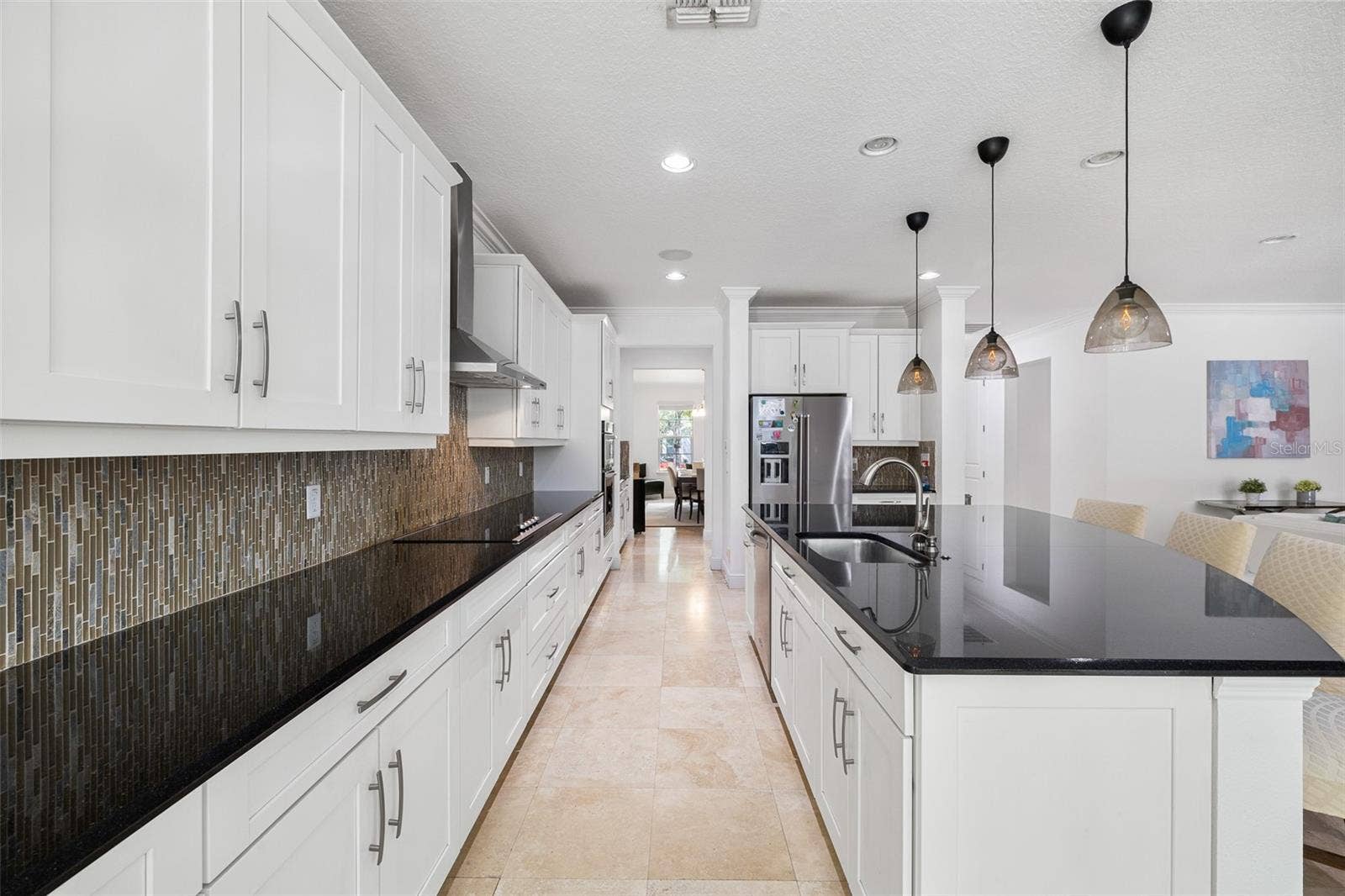 Travertine floor, Granite countertop
