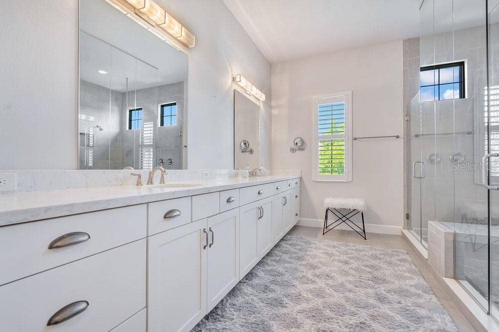 Wall to wall double vanities