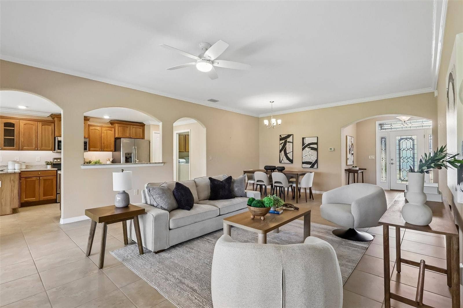 Open living and dining.