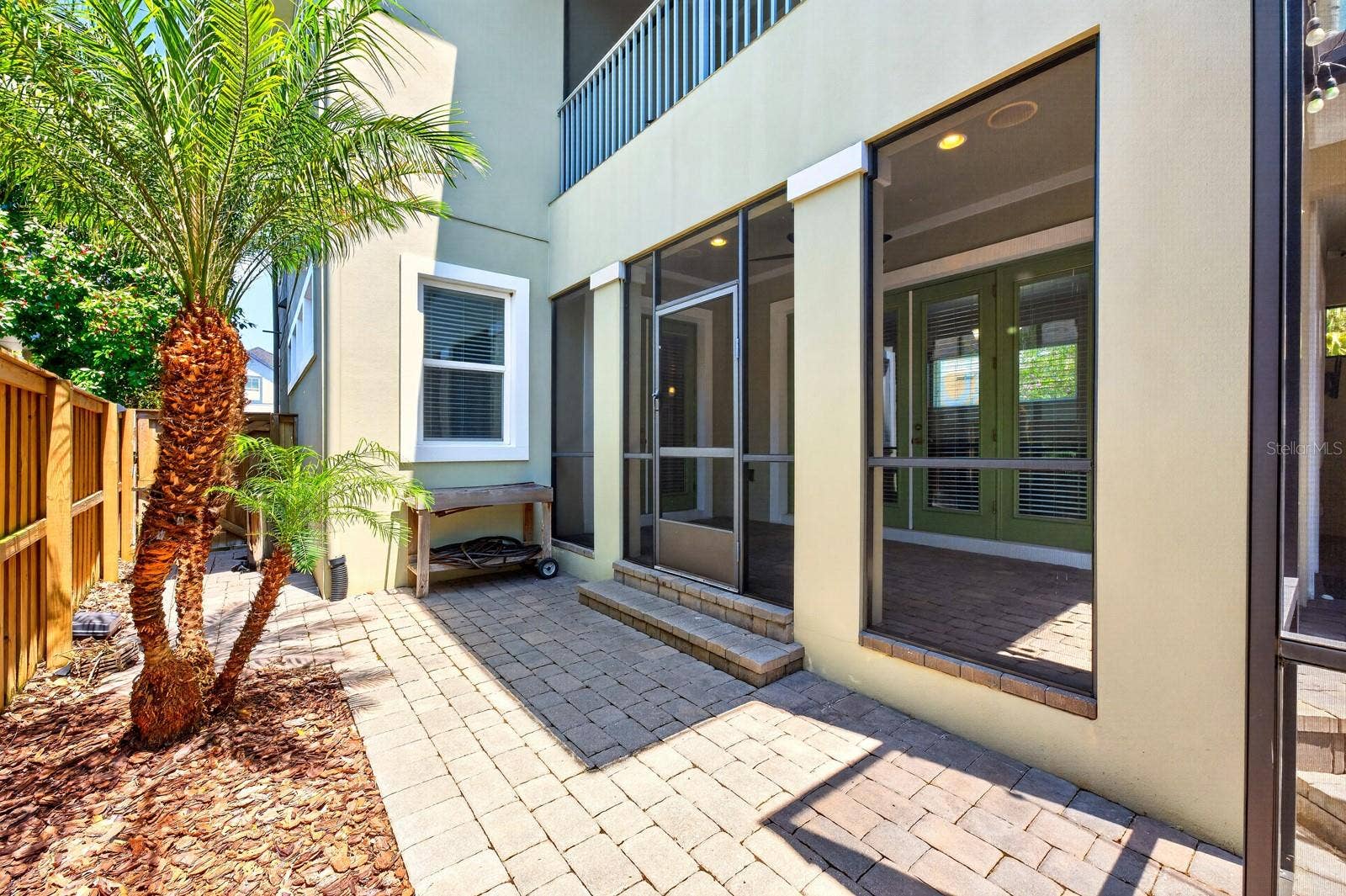 Fenced side yard.