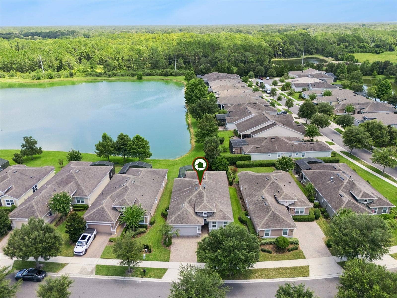 Aerial view of the home's location w/ a great Pond view