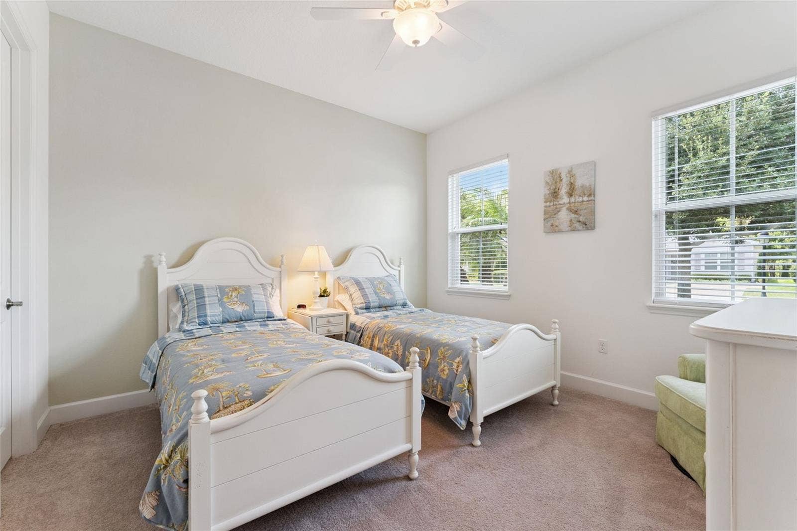 12'6" x 12' Bedroom #2 w/ a ceiling fan & walk-in closet
