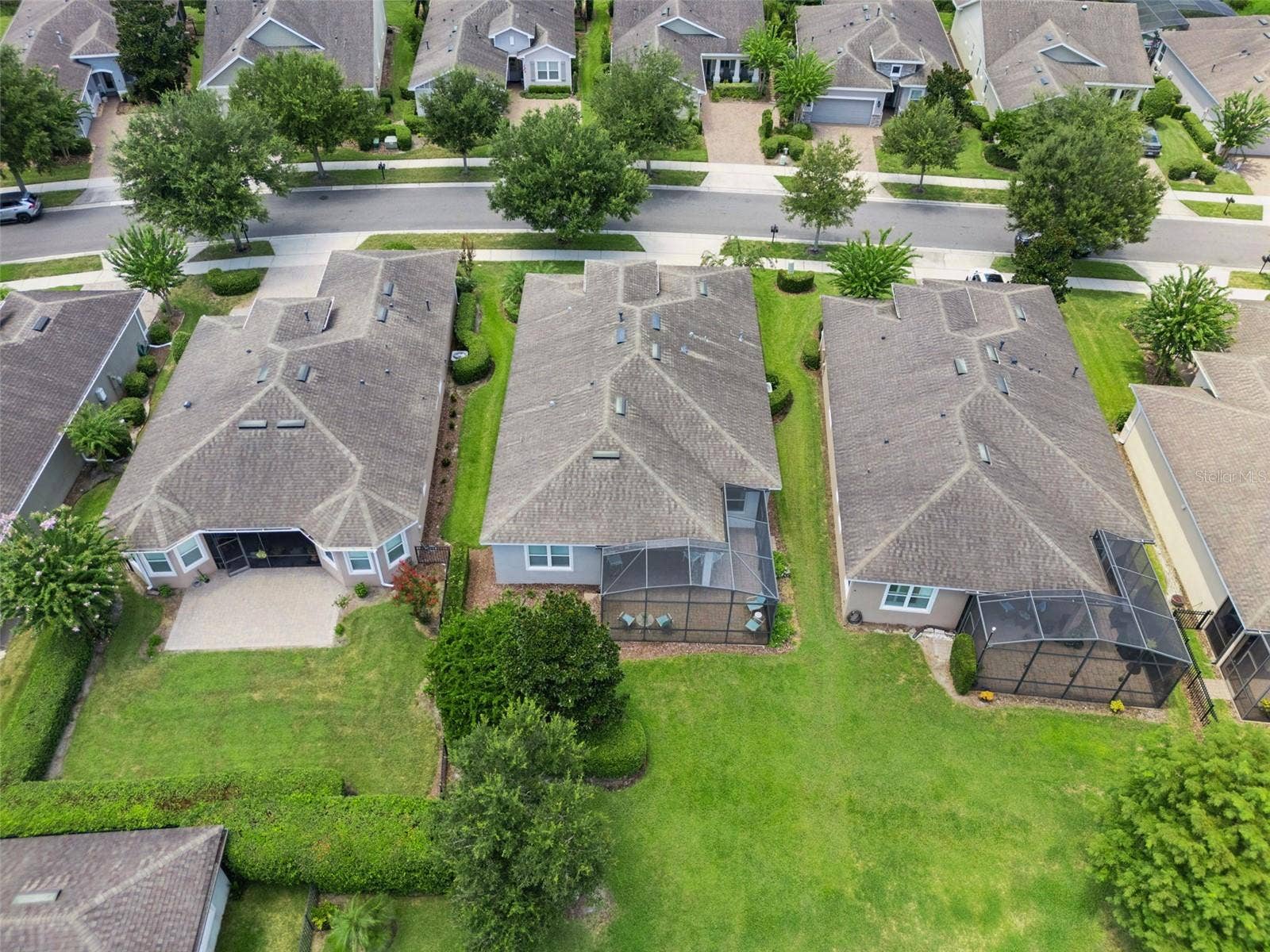 Aerial view from behind the home
