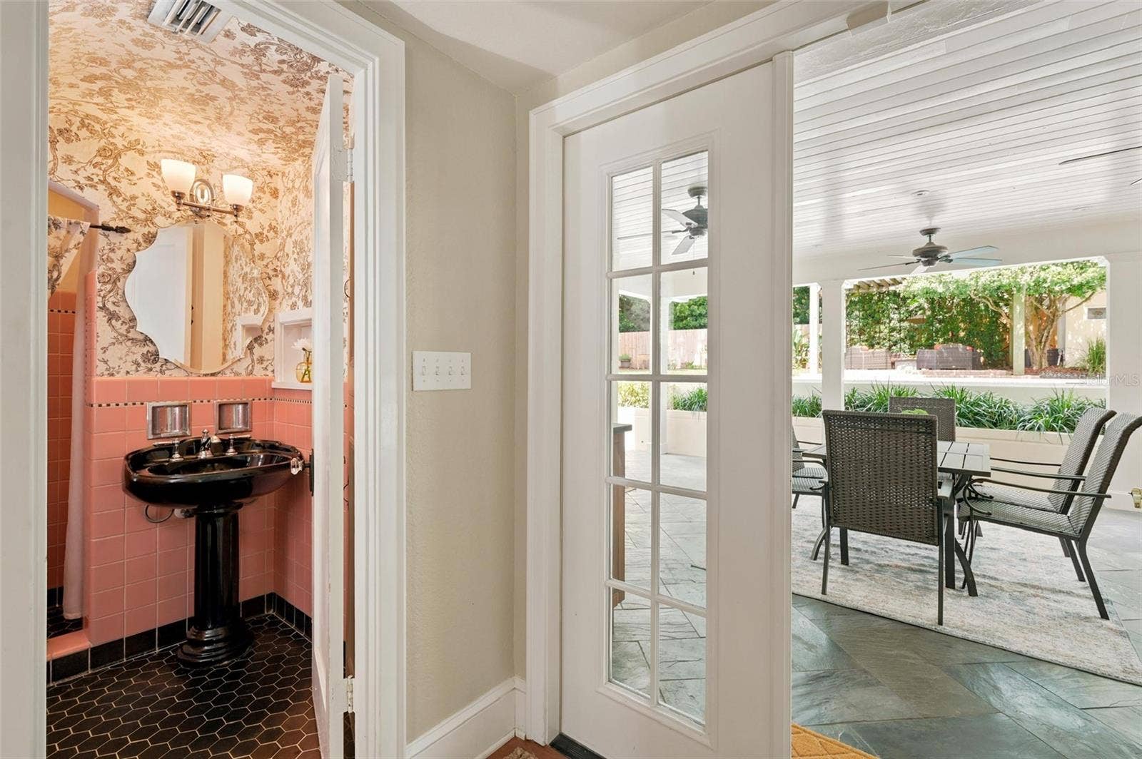 1221 DORCHESTER STREET, Orlando, FL 32803 French Doors Connecting Interior & Covered Porch