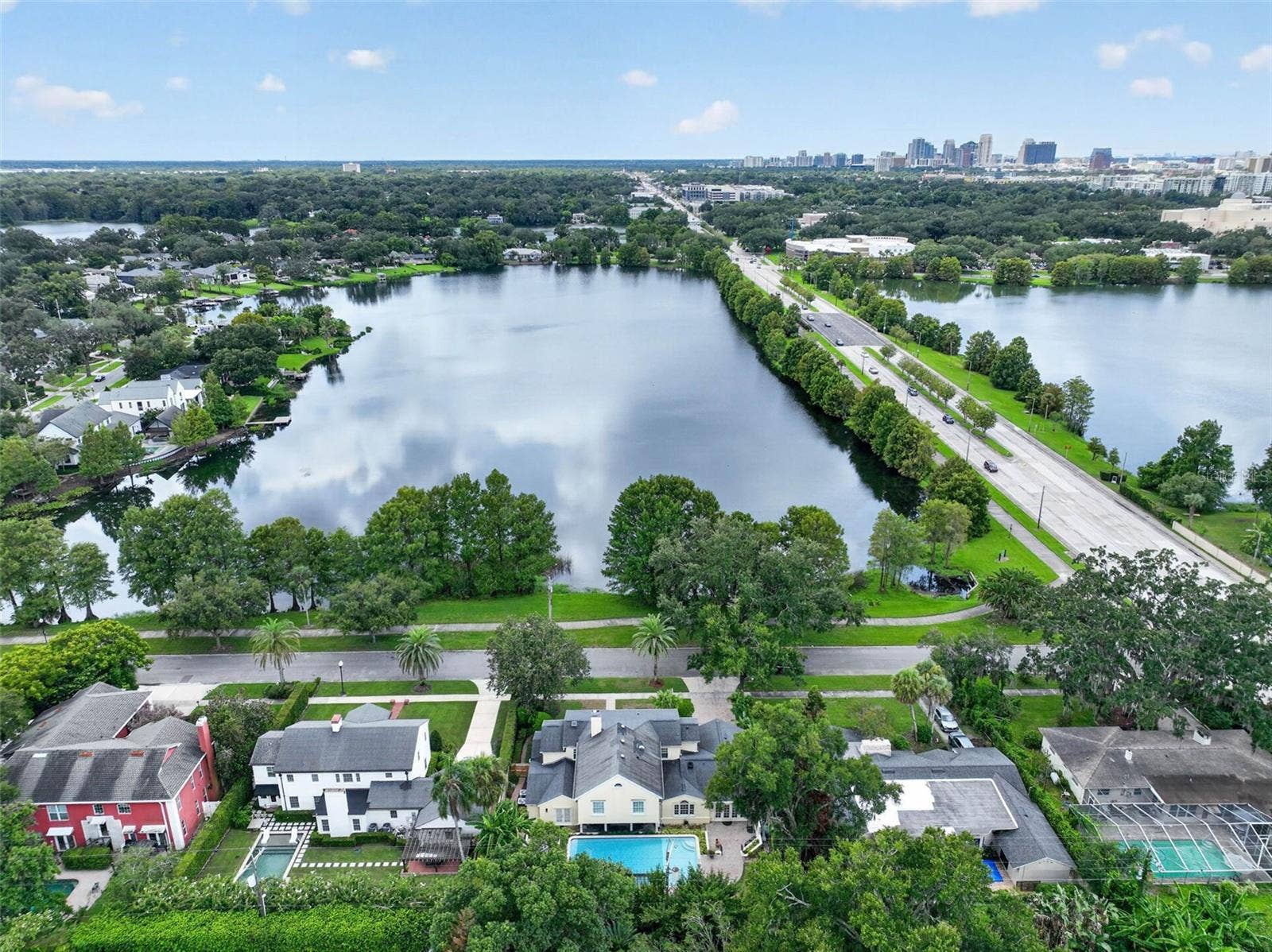 1221 DORCHESTER STREET, Orlando, FL 32803 Aerial View Lake Estelle with Downtown Orlando Beyond