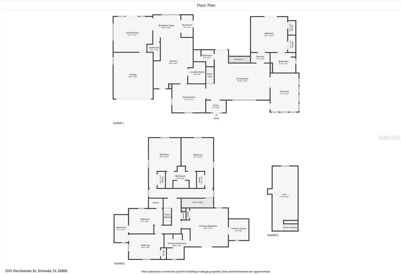 1221 DORCHESTER STREET, Orlando, FL 32803 Floor Plan Approximately 3,781 SF of Living Space