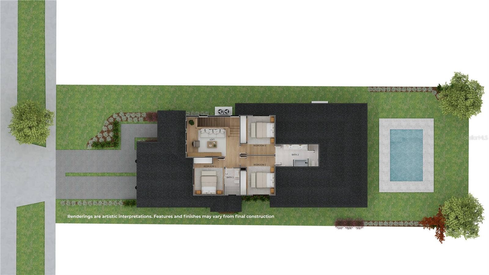 1550 PALM AVENUE, Winter Park, FL 32789 Site plan providing an overview of the residence, homesite and outdoor spaces.
