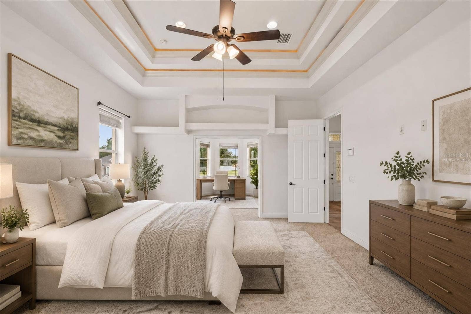 1113 MYRTLE BREEZES CT, Fruitland Park, FL 34731 Virtually Staged Master Bedroom looking into 4th bedroom