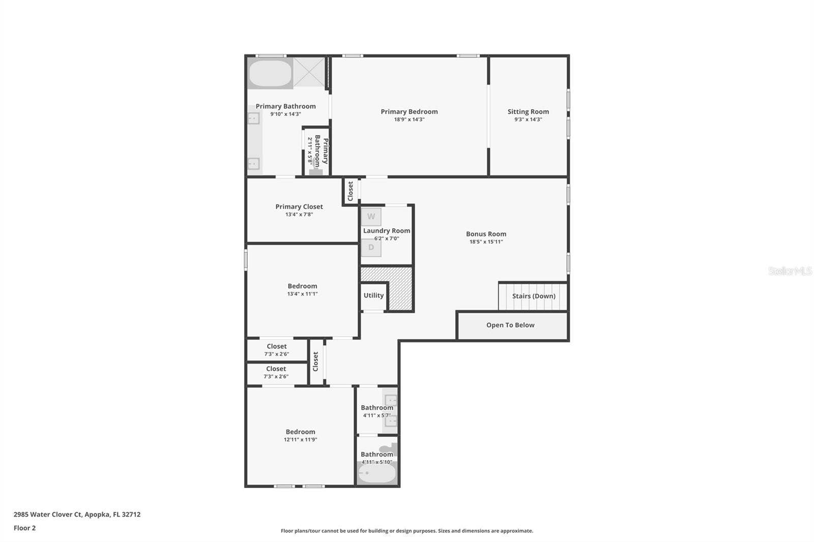 2985 WATER CLOVER COURT, Apopka, FL 32712 Floor Plan - 2nd Floor.