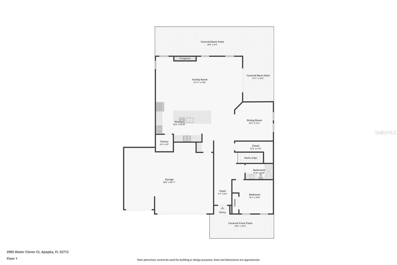 2985 WATER CLOVER COURT, Apopka, FL 32712 Floor Plan - 1st Floor.