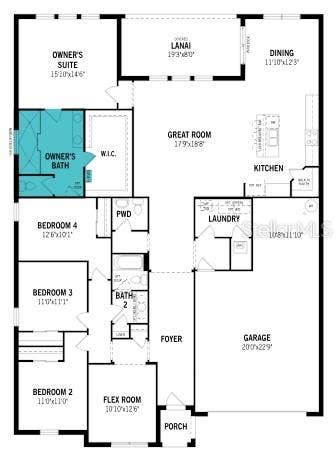 Waterbrooke Lot 1088 Floorplan (w Super Shower upgrade)