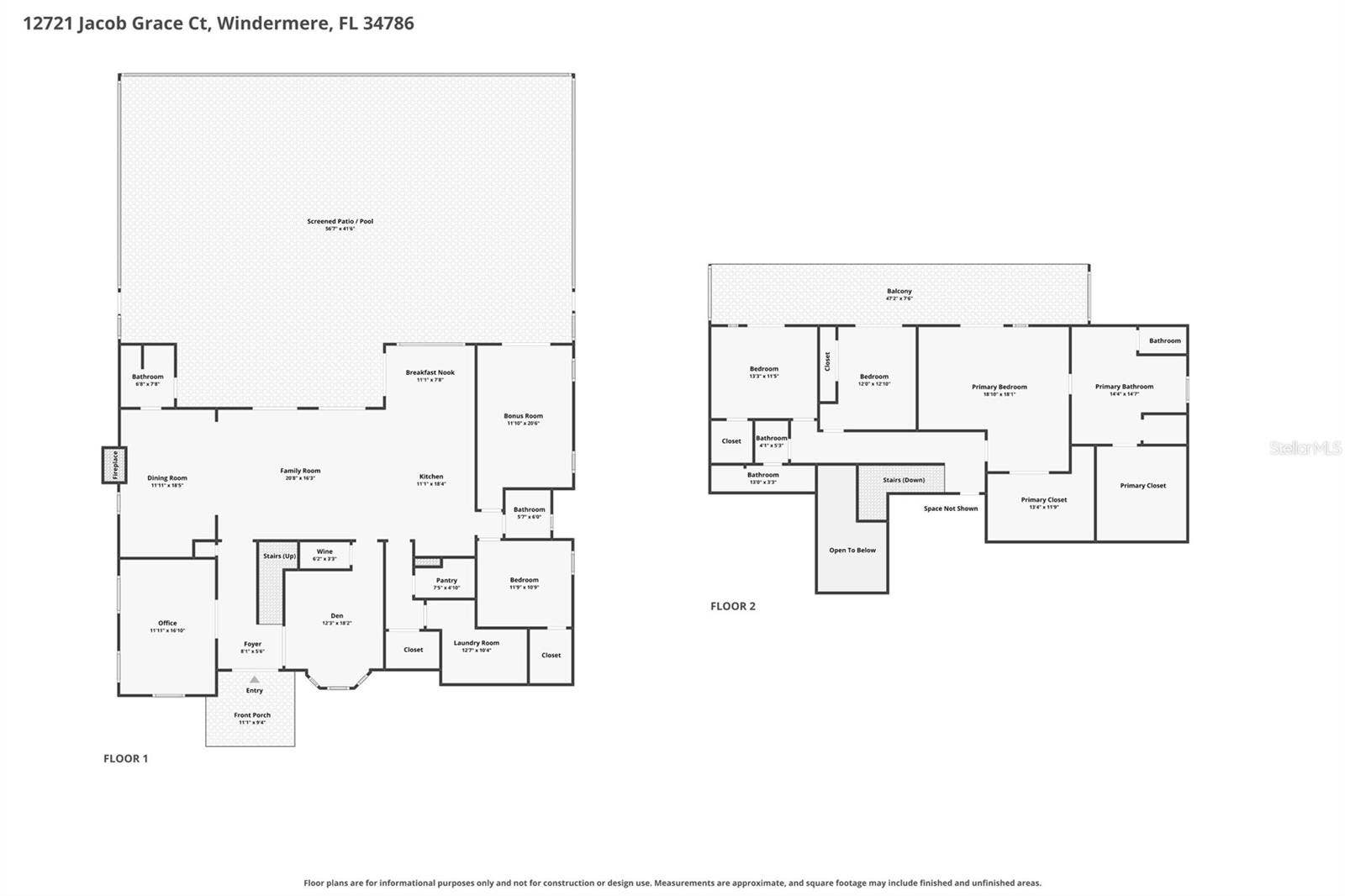 12721 JACOB GRACE COURT, Windermere, FL 34786 Combined Floor Plan