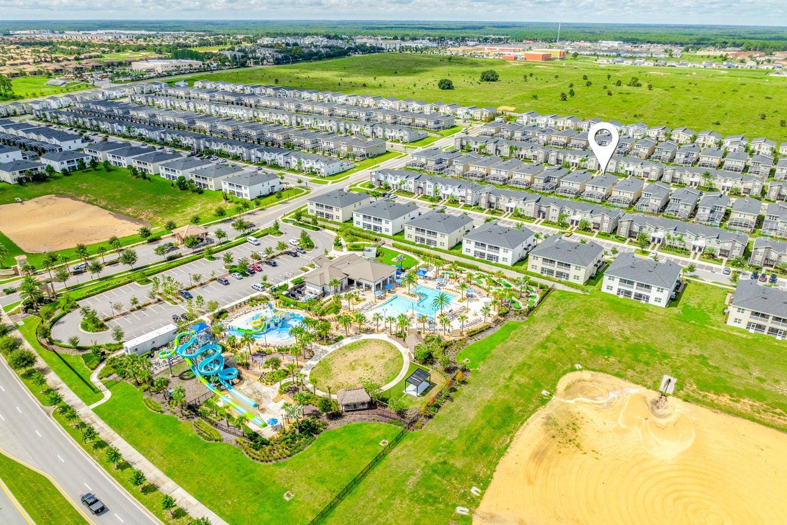 1045 LEADER STREET, Davenport, FL 33896 Aerial view of the home in relation to the amenities.