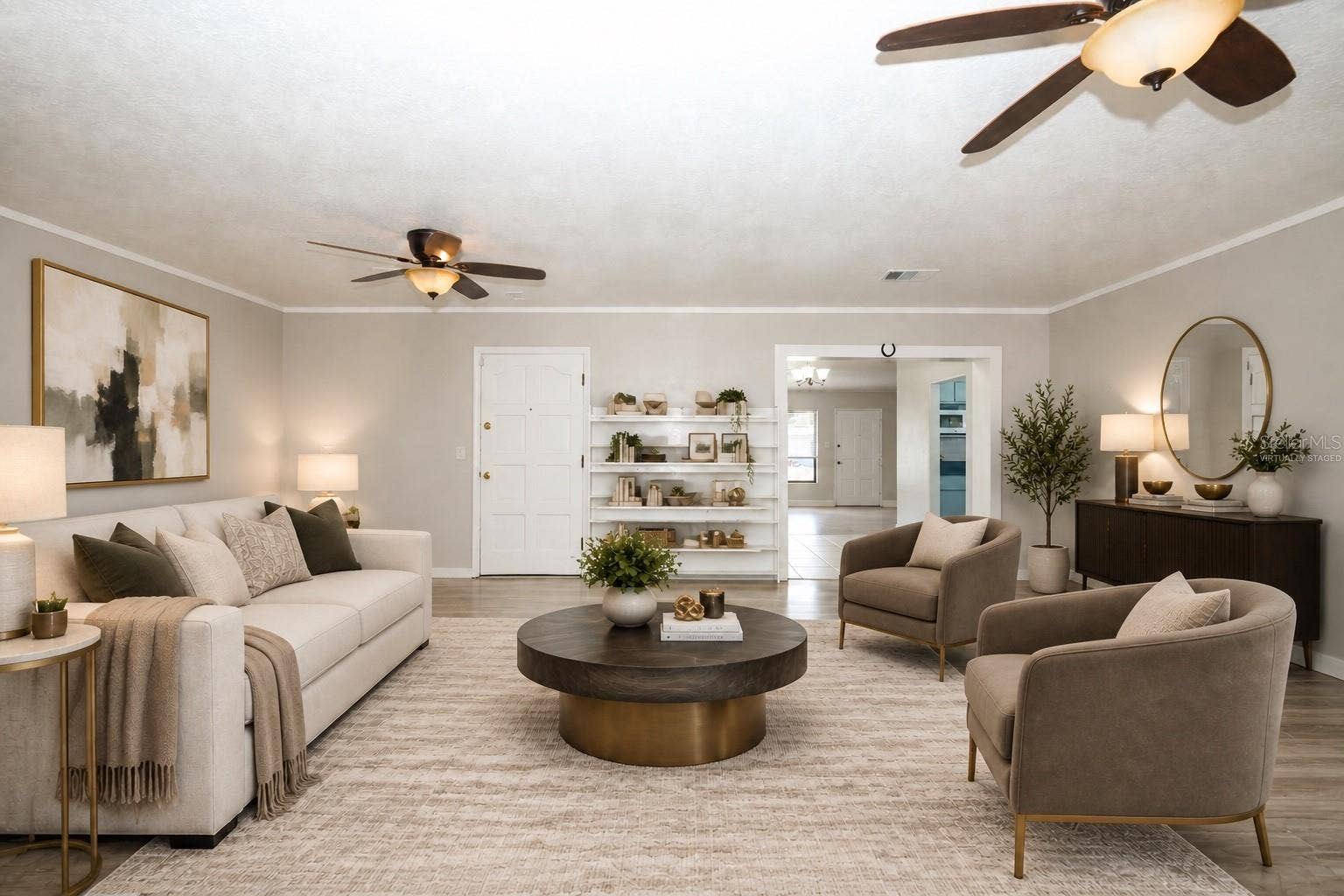 506 S ELSASSER STREET, Deland, FL 32720 Virtually Staged-Family Room with Built In Bookshelf