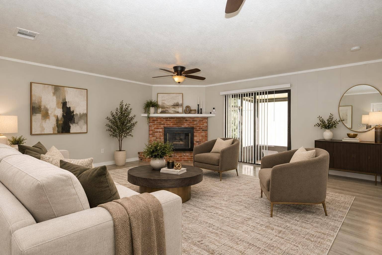 506 S ELSASSER STREET, Deland, FL 32720 Virtually Staged- Family Room with Access to screened porch area
