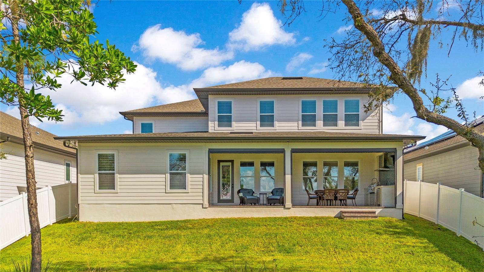 17600 LAKE STAR ROAD, Winter Garden, FL 34787 Spacious covered lanai with ceiling fans and roll-up screens extends the homes outdoor living space.