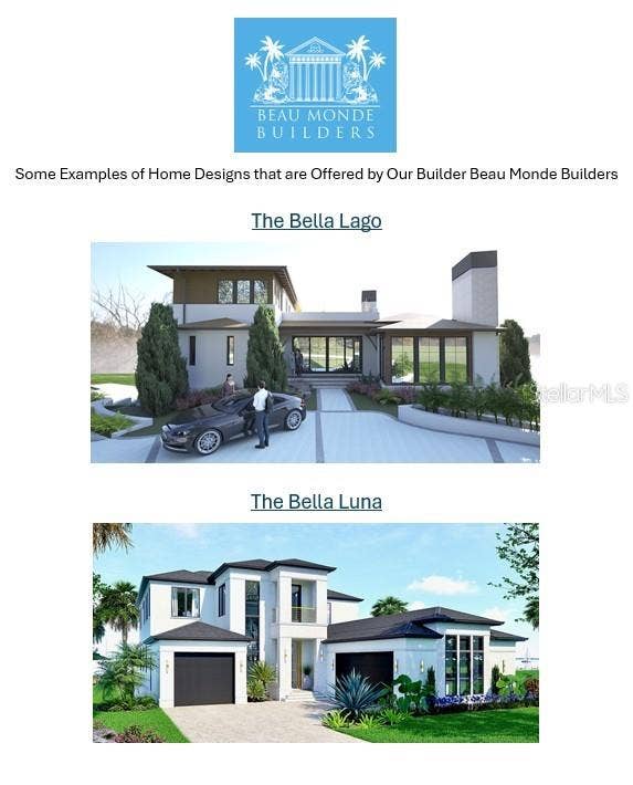Examples of home designs by Beau Monde Builders