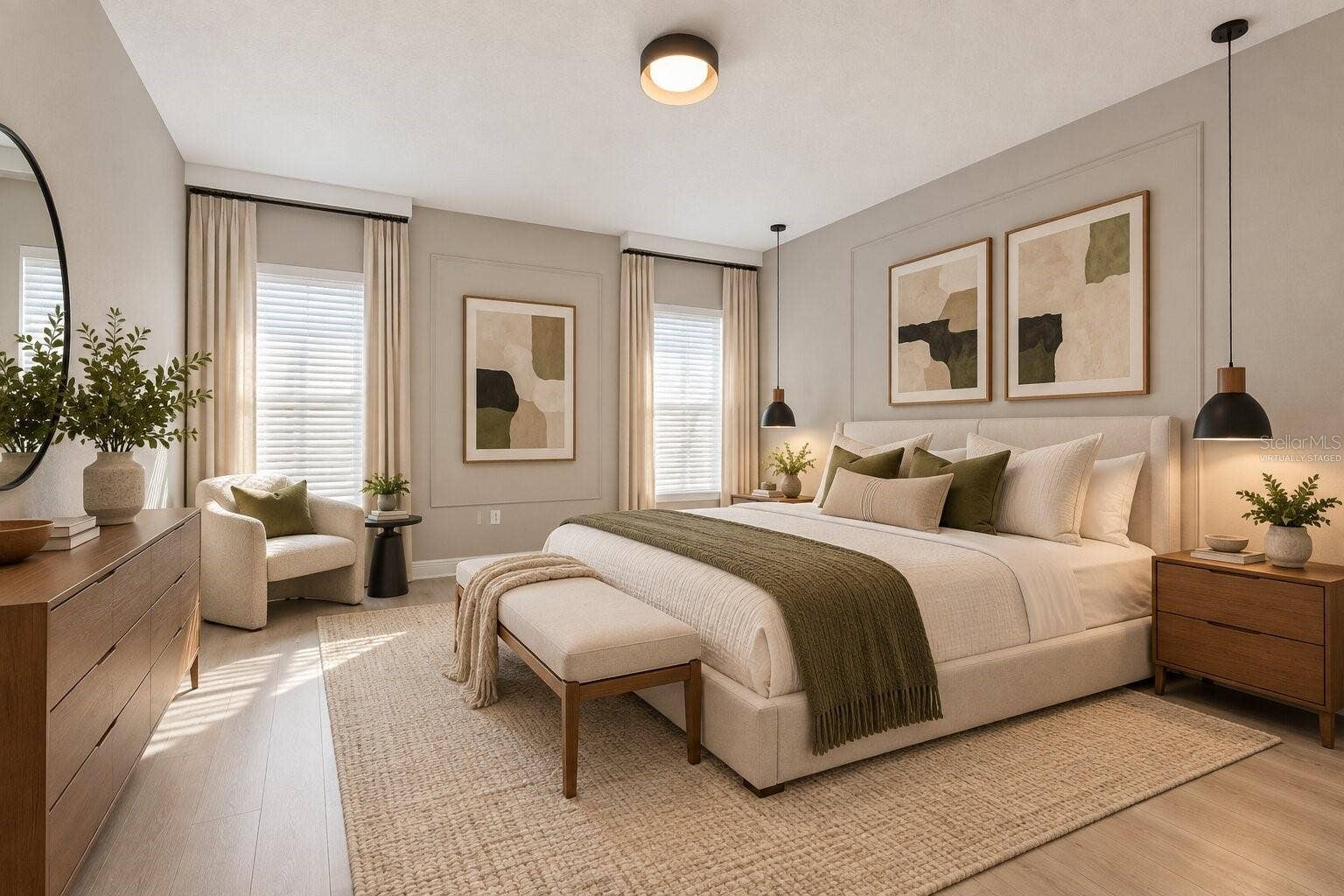 19058 PLANETREE STREET, Orlando, FL 32827 Virtually Staged! Spacious primary bedroom with a relaxing atmosphere.
