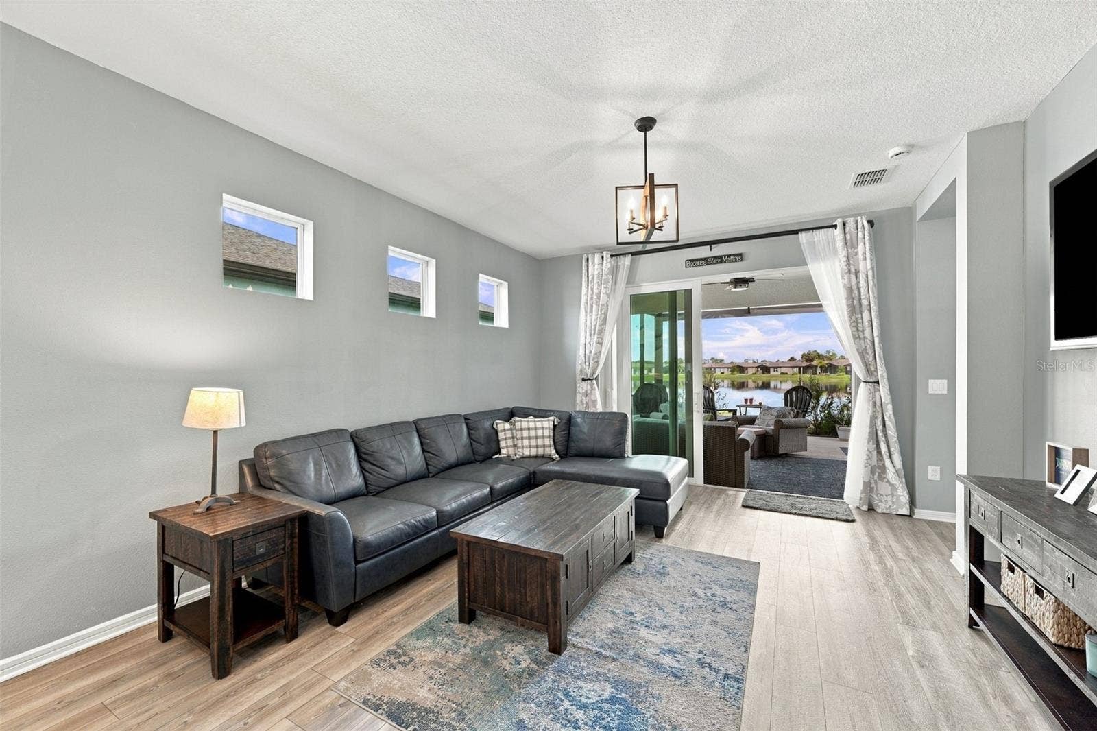 9260 BALLASTER POINTE LOOP, Parrish, FL 34219 Family Room water views wiith Patio sliders open.