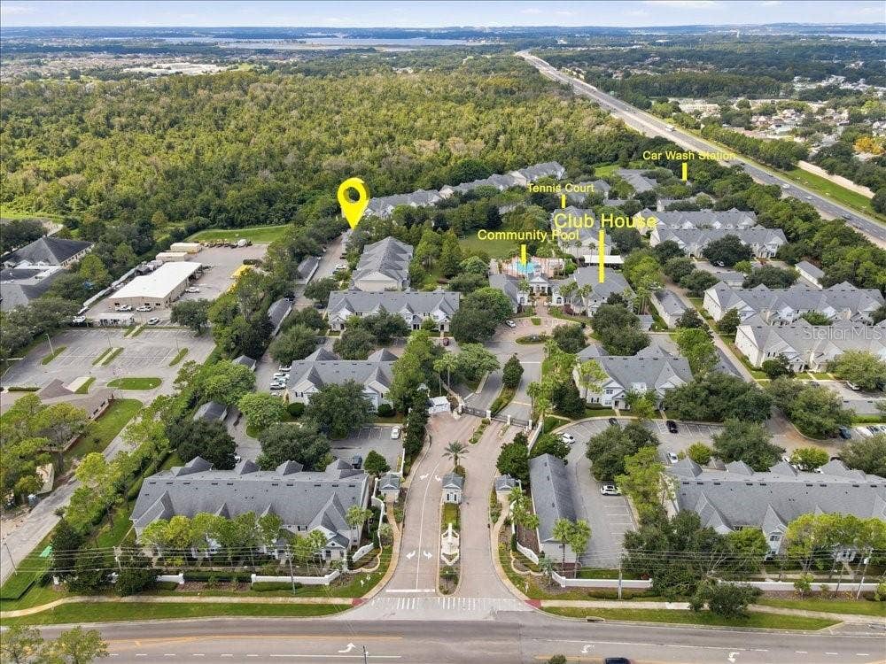 341 SOUTHERN PECAN CIRCLE, #202, Winter Garden, FL 34787 Far Aerial with Markers