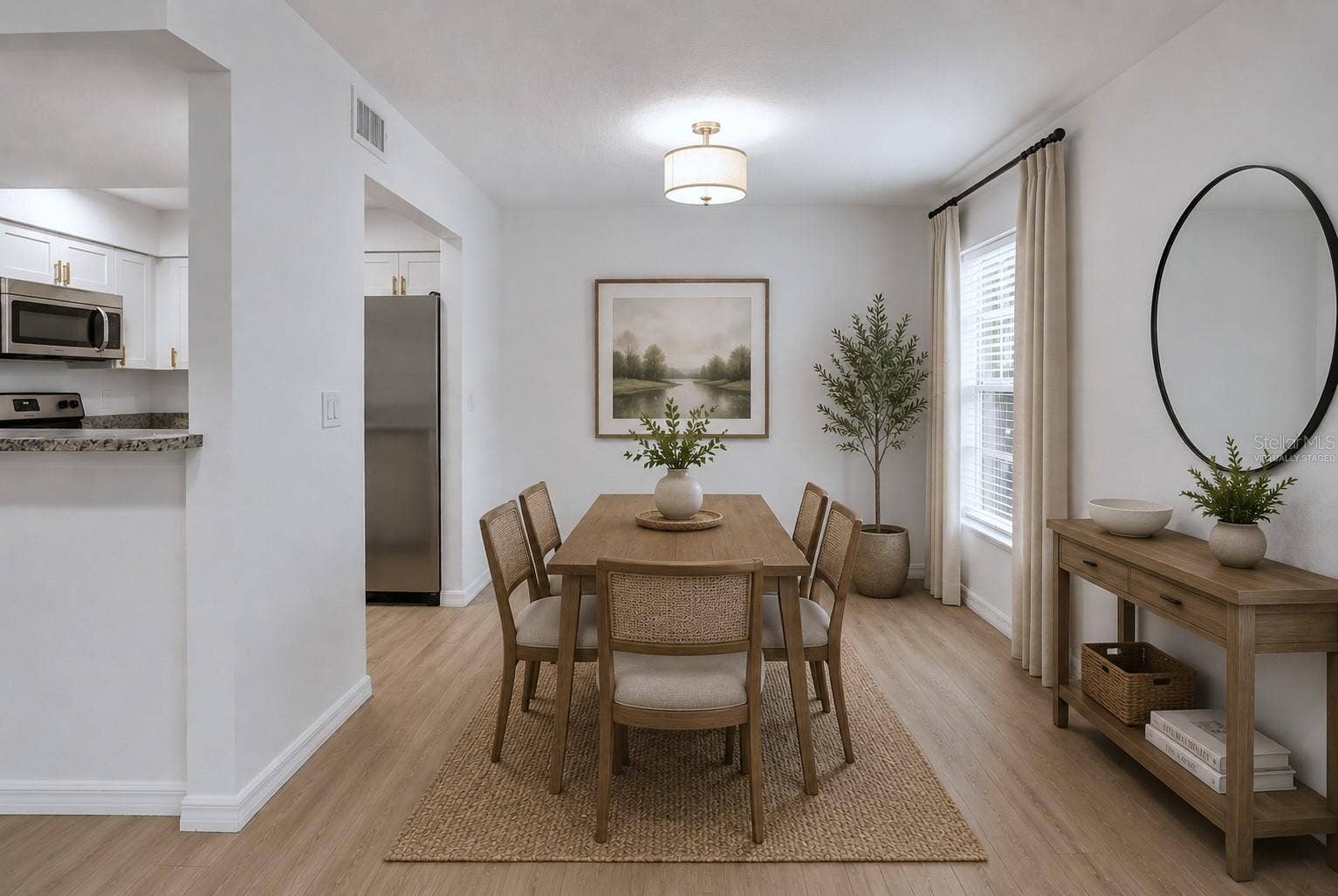 Virtually staged dining space