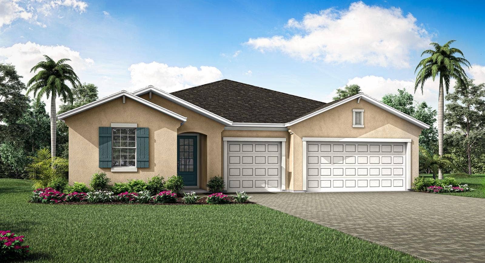 Waterbrooke - Glacier Bay Floorplan - West Indies Elevation - Architect's Rendering