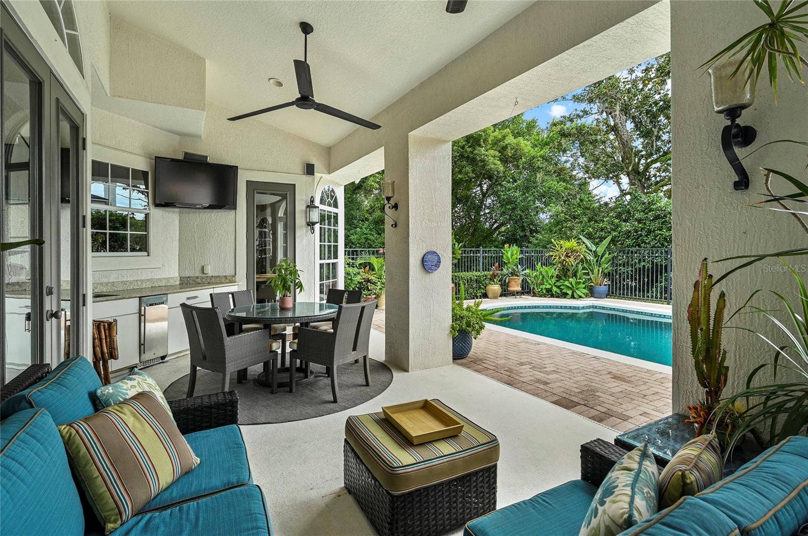 Rear Patio Area with Outdoor Kitchen Area