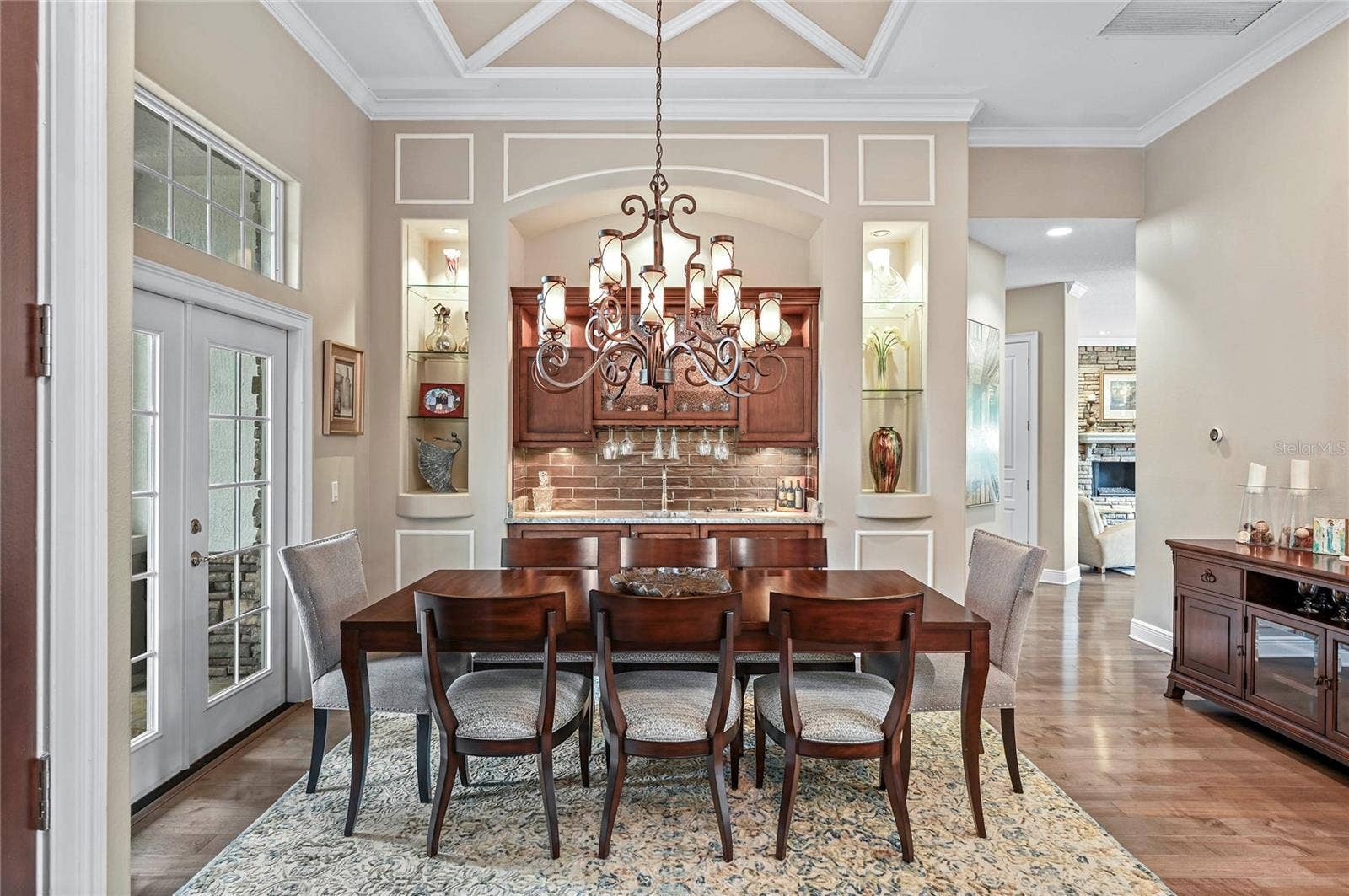 Dining Room with Custom Wet Bar Area