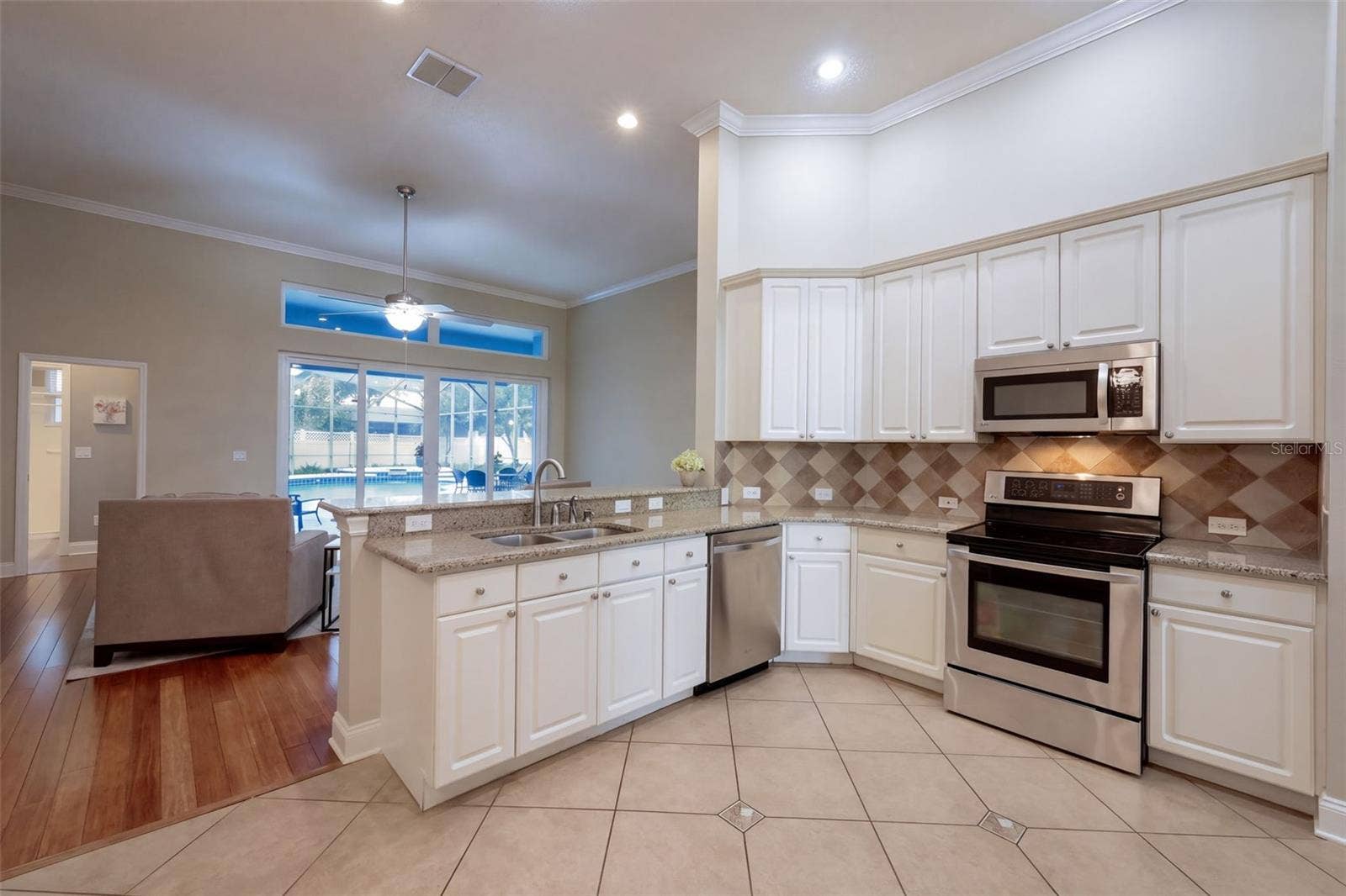 Kitchen open to Family Room