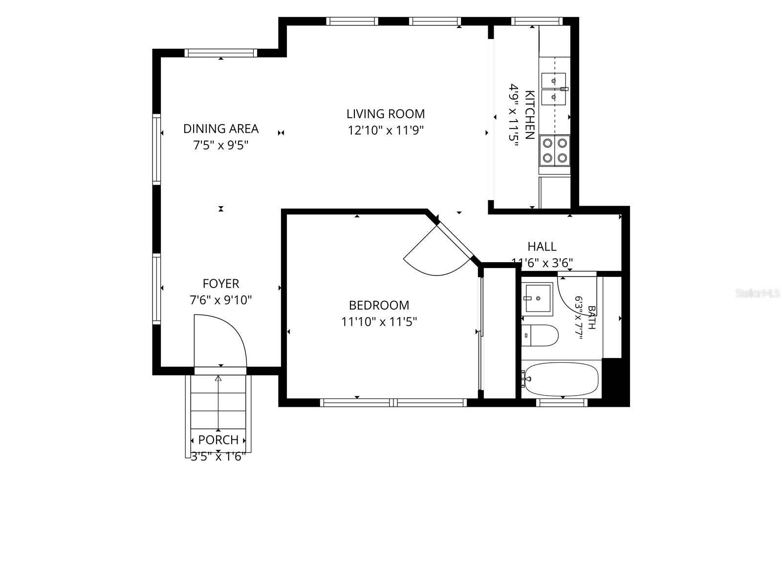 1305 S ELLIOTT STREET, Sanford, FL 32771 Floor Plan - Front Unit
