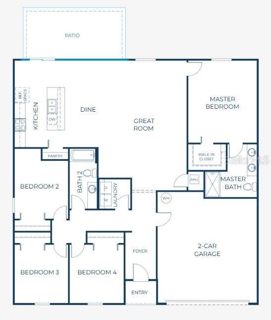 2132 DEBORAH DRIVE, Spring Hill, FL 34609 Floor Plan- Model home - actual lot & features may vary.