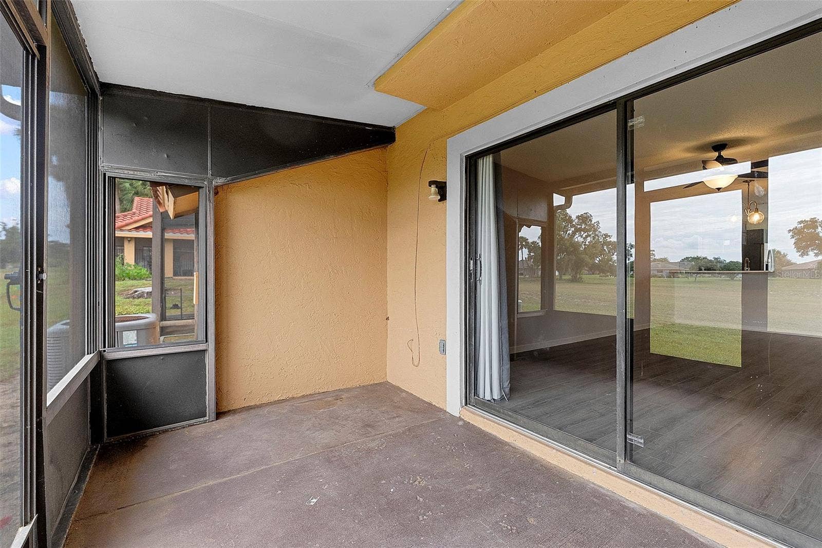 Sliding glass doors from living room to porch