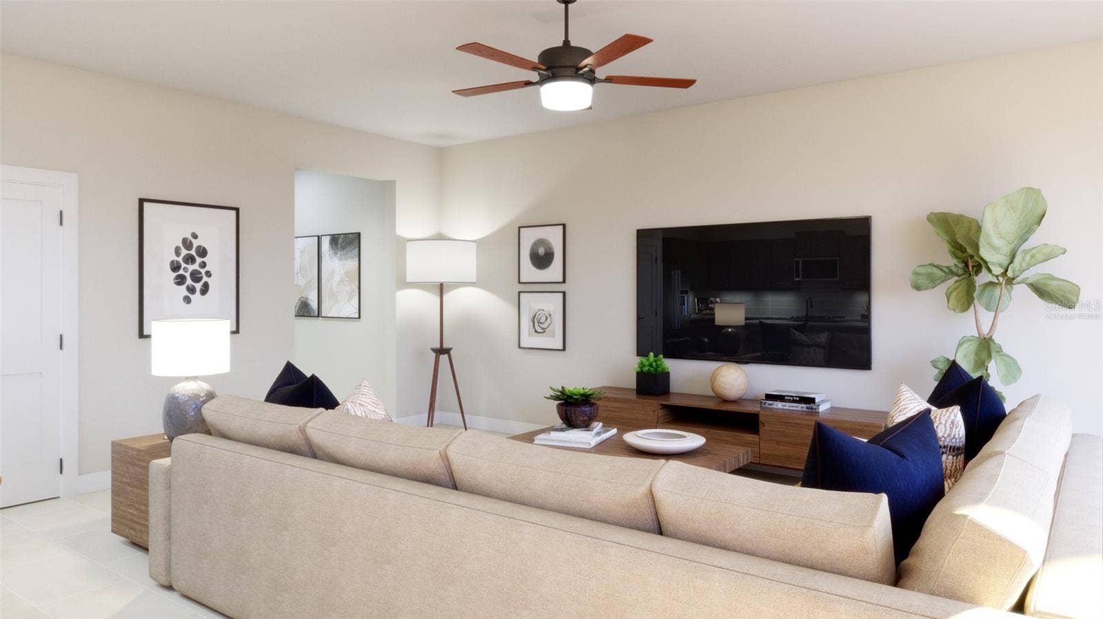 Family Room Rendering (Virtually Staged)