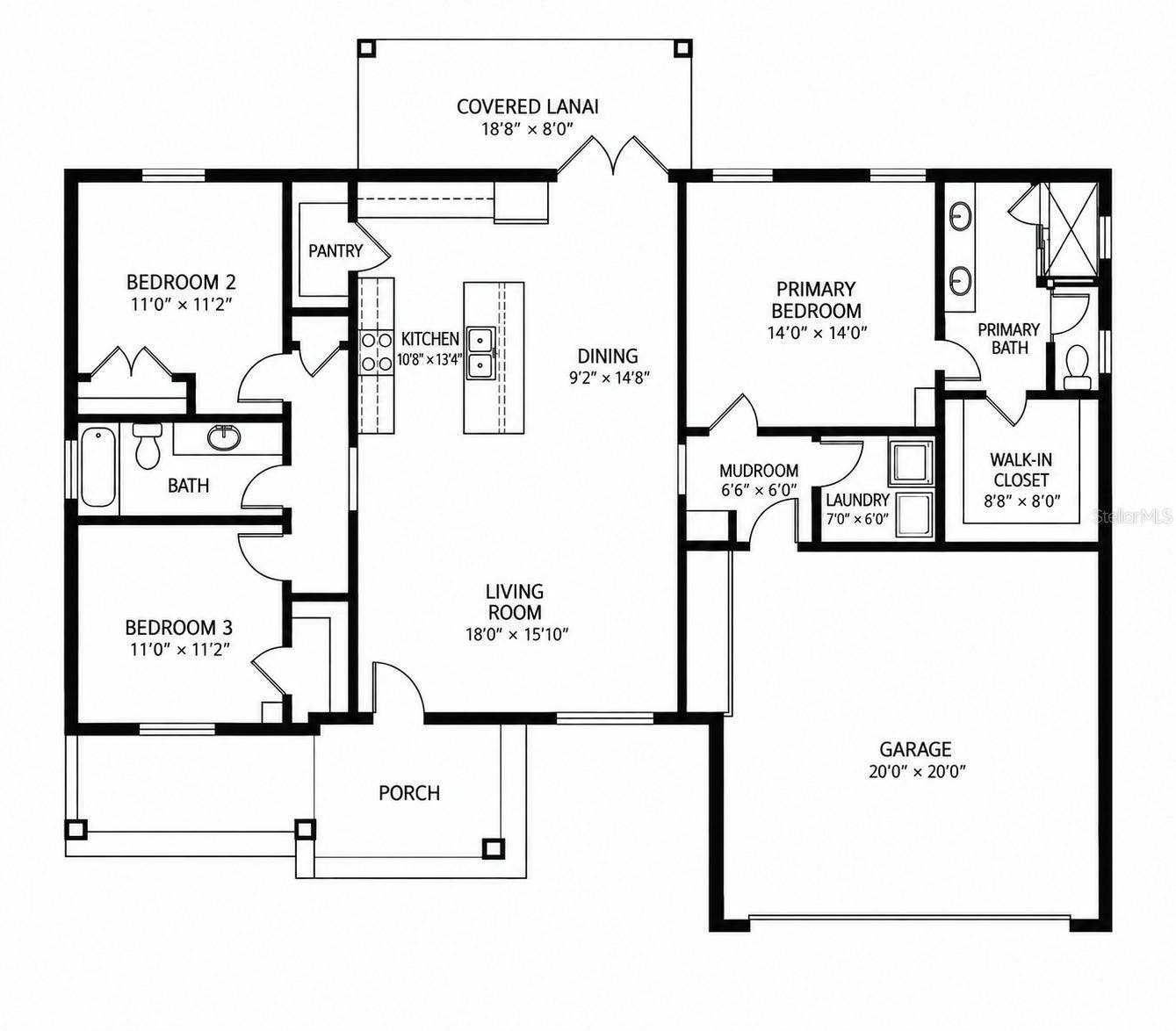 381 CARRIAGE LANE, Lady Lake, FL 32159 Floor Plan - Dimensions are approximate