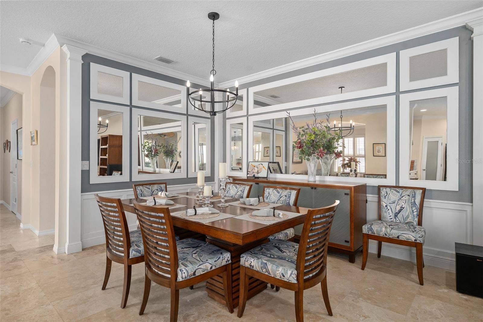 1038 TIMBERVALE TRAIL, Clermont, FL 34715 Dining Room with Custom Wall/Mirror treatment.