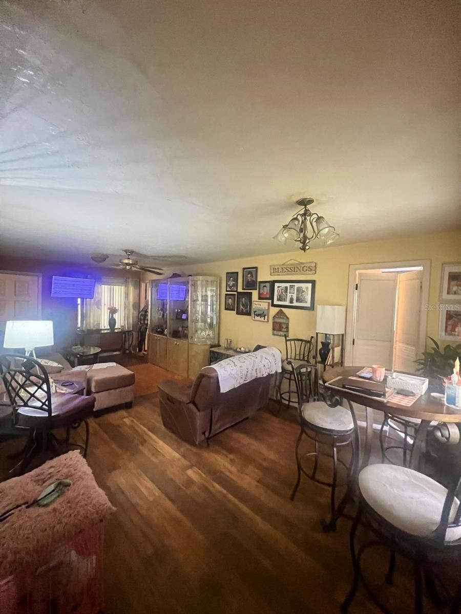 living room and dining area