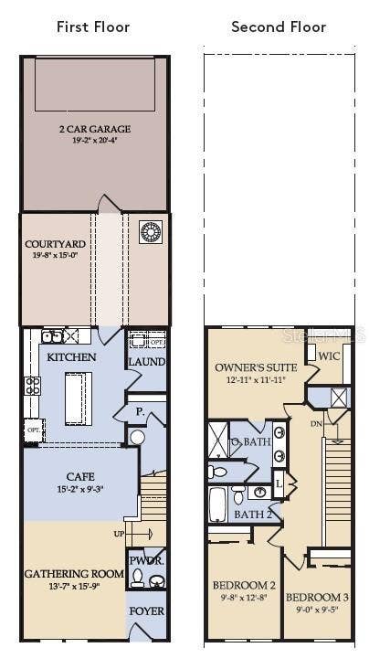 4556 ORCHARD VIEW ALLEY, Clermont, FL 34714 Floor Plan - Floor One Floor Plan - Floor Two