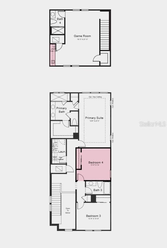 Second Floor Plan - Additional Highlights Include: 8' interior doors, wet bar at game room, shower in place of tub at bath 2, luxury vinyl plank flooring and quartz countertops
