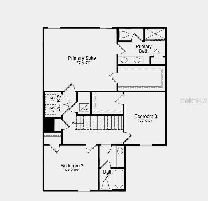 Second Floor Plan - Additional Highlights Include: GE refrigerator, laundry package, vertical blinds on all sliding glass doors, and whole house blinds