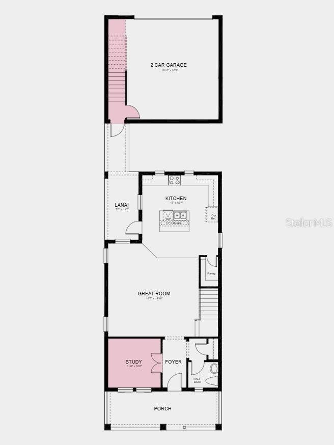 First Floor Plan - Additional Highlights Include: wet bar at game room, pre-plumbed for future laundry sink, gas appliance package, quartz countertops, and refrigerator