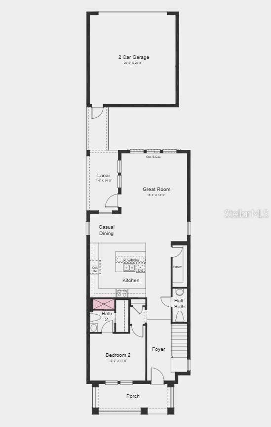 14747 FIELD DAISY DRIVE, Winter Garden, FL 34787 First Floor Plan - Additional Highlights Include: Shower in place of tub at secondary bath, 8' interior doors, pre-plumb for future laundry tub, LVP flooring throughout, and whole house blinds
