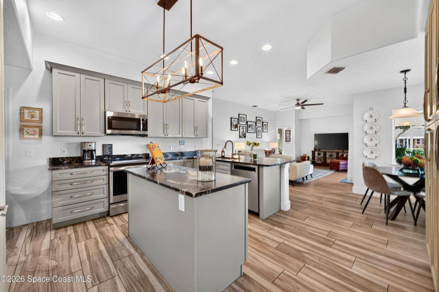 Updated kitchen with large island