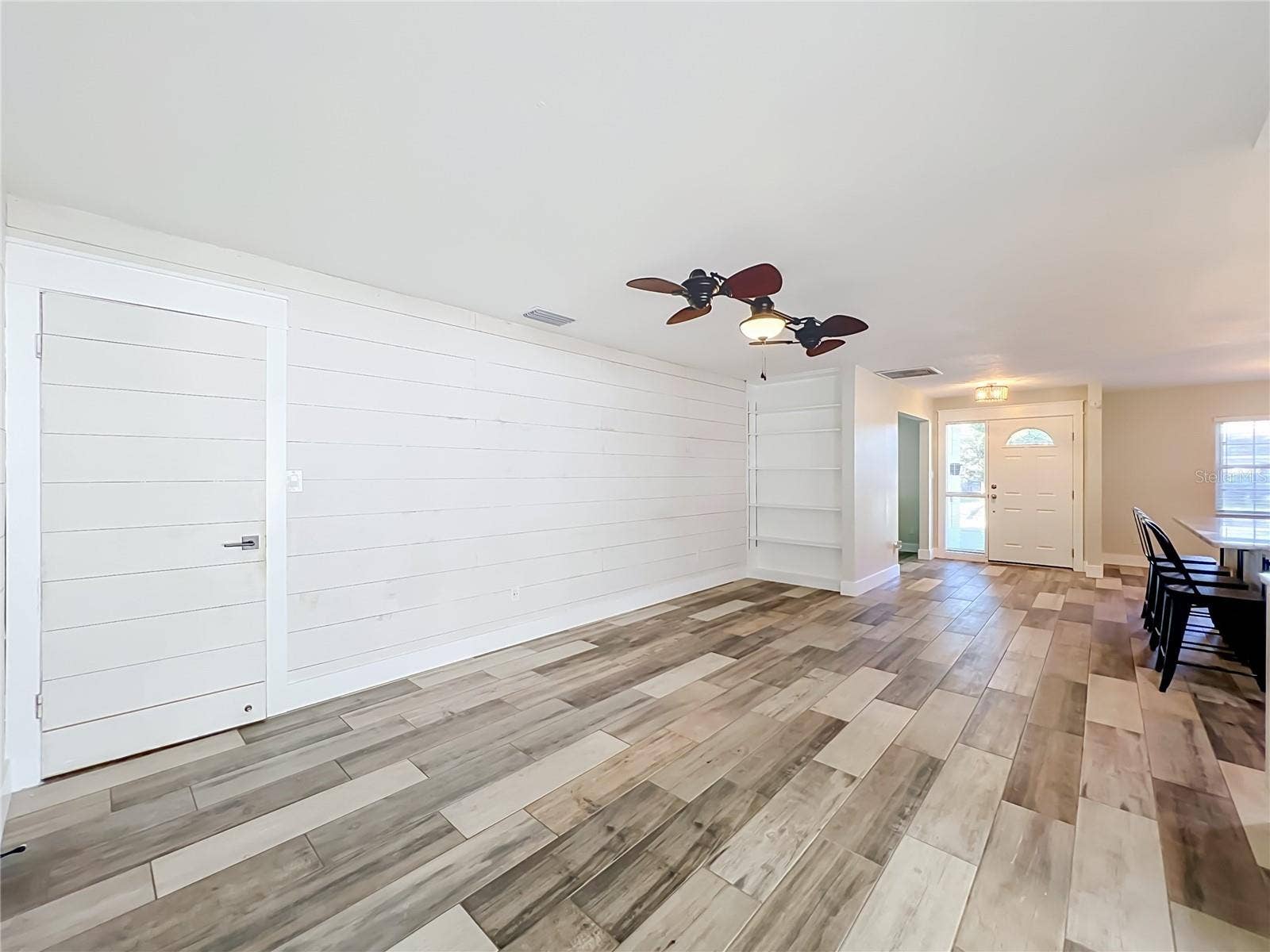 Living Room with Built-In Bookcase