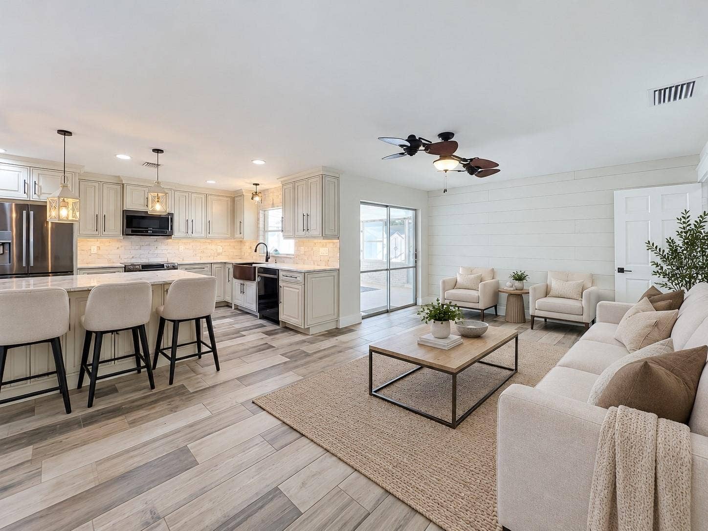 Virtually Staged Kitchen & Living Room