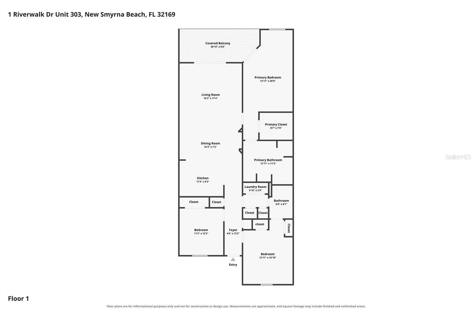 1 RIVERWALK DRIVE, #303, New Smyrna Beach, FL 32169 floor plan