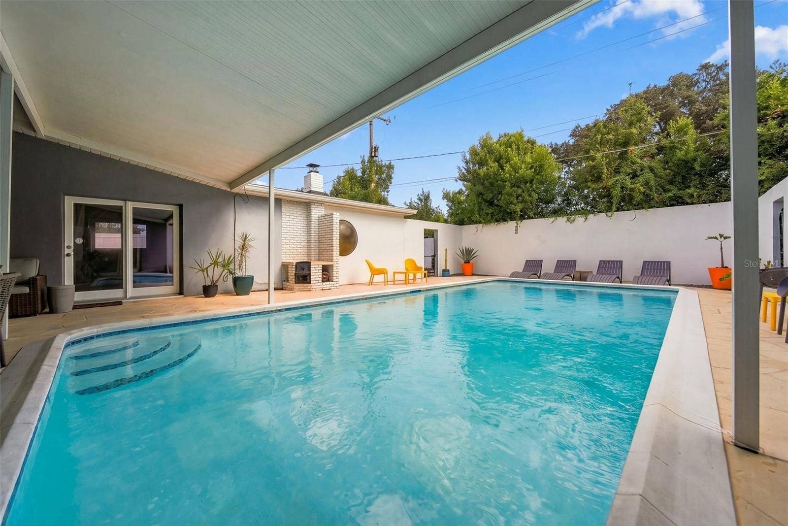 Palm Springs inspired private courtyard and pool