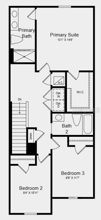 Upper Level Floor Plan - Additional Highlights Include: luxury vinyl plank flooring, white cabinetry, whole house blinds, and all appliances included