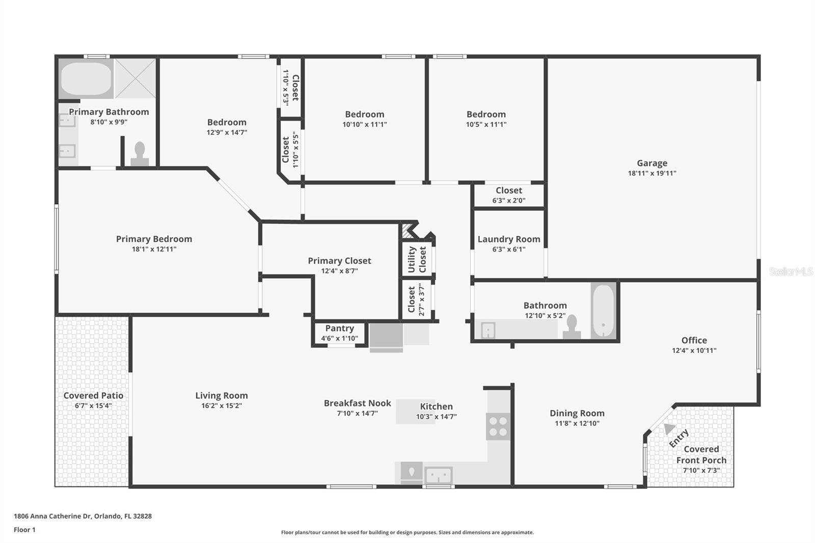 1806 ANNA CATHERINE DRIVE, Orlando, FL 32828 The Floor plan