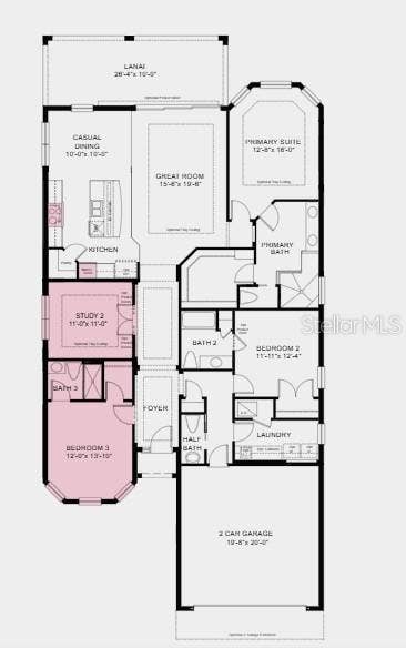 4276 BARBUDA LANE, Kissimmee, FL 34758 Floor Plan ~ Additional Highlights Include: gourmet kitchen, pocket sliding glass door at great room, 4' garage extension, 8' interior doors, and single pocket door at secondary bath