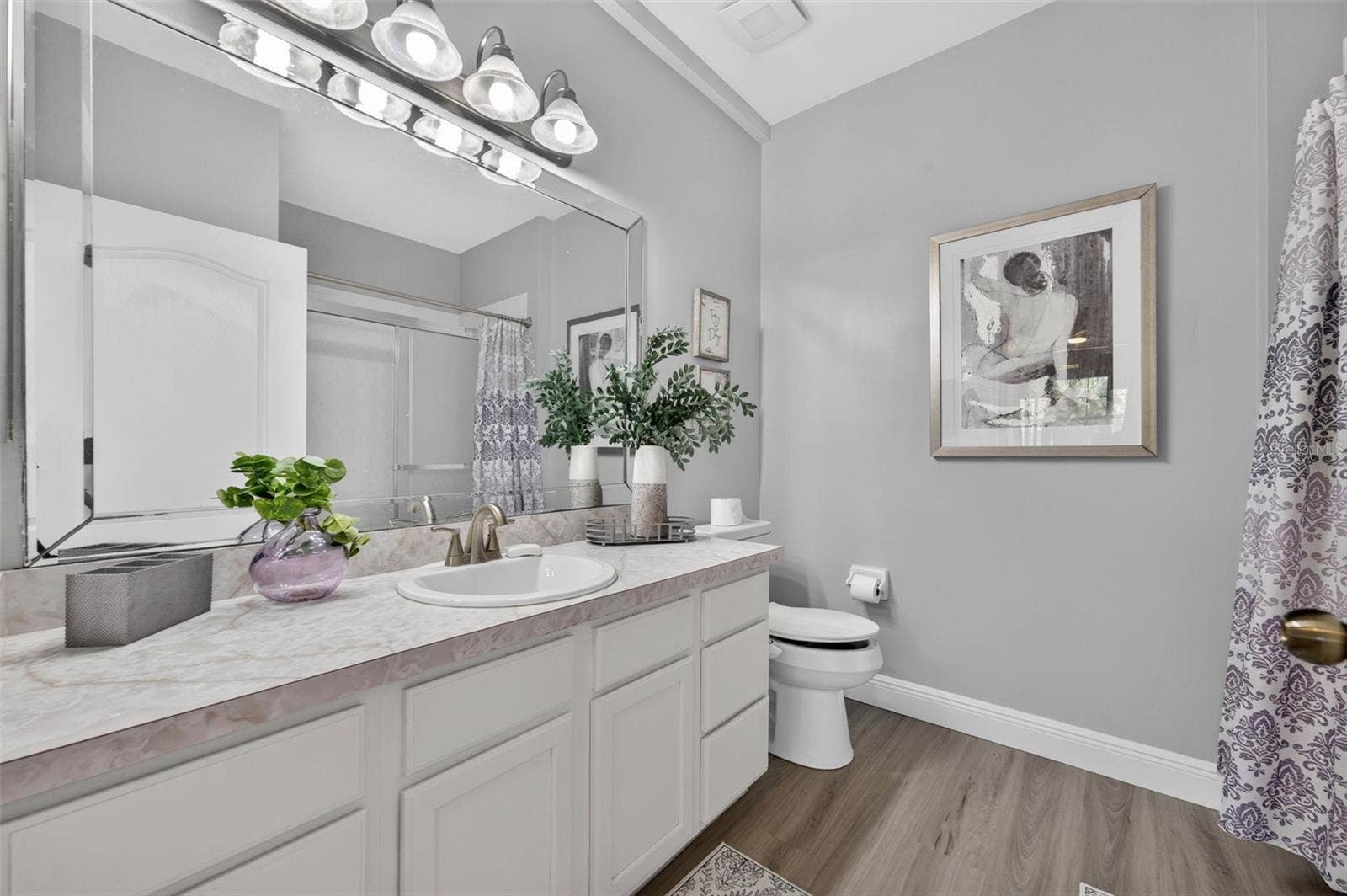 Primary bath with vanity and toilet